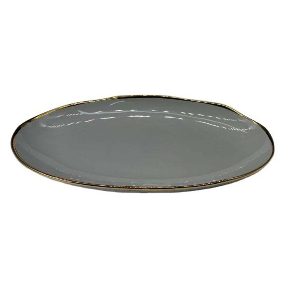 12" Irregular Design Oval Shape Ceramic Plate Porcelain Plates Luxury Dinnerware Family Hotel Restaurant Tableware Set