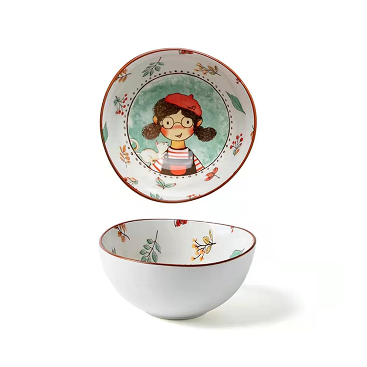 Fairytale Forest Design Ceramic Dinnerware 6" Irregular Dinner Bowl Family Hotel Restaurant Porcelain Tableware
