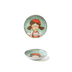 Cute Design Little Girl Pattern 4" Irregular Round Dinner Dish Fairytale Forest Ceramic Tableware Family Hotel Restaurant Dinnerware