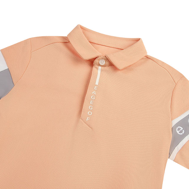 Eagegof Golf Boys Short Sleeve POLO Shirt  Exercise Outdoors   Pink Series