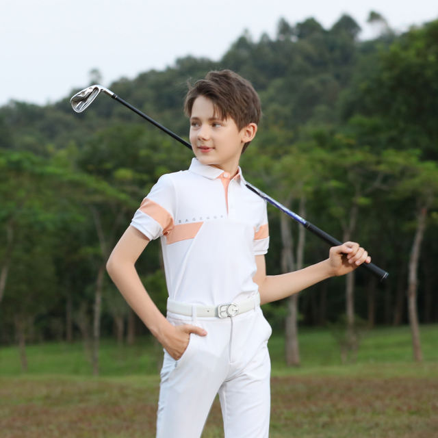 Eagegof Golf Boys Short Sleeve POLO Shirt  Exercise Outdoors   White Series