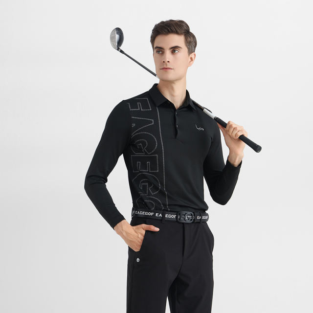 Classic Black EAGEGOF Men's Golf Polo: Elevate Your Swing in Style