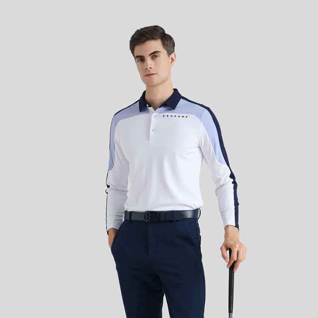 EAGEGOF Innovative Family Golf Polo: Fashionable Patchwork, Unleashing Family Style on the Fairway