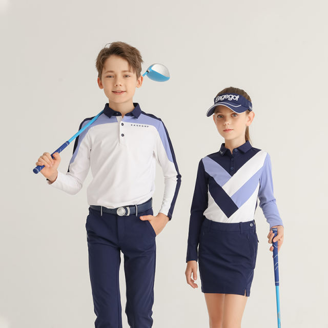 EAGEGOF Innovative Family Golf Polo: Fashionable Patchwork, Unleashing Family Style on the Fairway