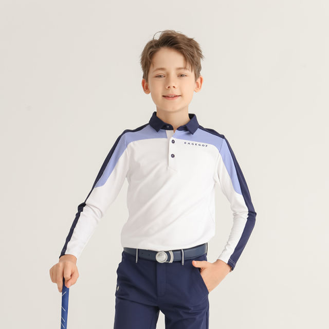 EAGEGOF Innovative Family Golf Polo: Fashionable Patchwork, Unleashing Family Style on the Fairway