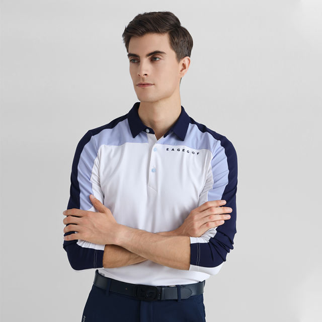 EAGEGOF Innovative Family Golf Polo: Fashionable Patchwork, Unleashing Family Style on the Fairway
