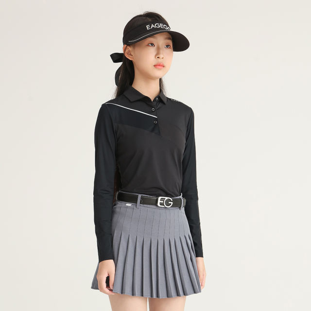 EAGEGOF Golf Women's Polo: Sleek Black Minimalism for Performance and style