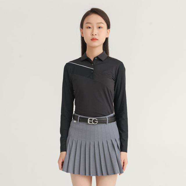 EAGEGOF Golf Women's Polo: Sleek Black Minimalism for Performance and style