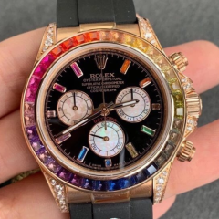 BL勞力士迪通拿彩虹款116599RBOW玫瑰金膠帶計時男表