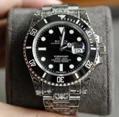 勞力士黑水鬼雕花錶帶表殼 改裝版的勞力士黑水鬼