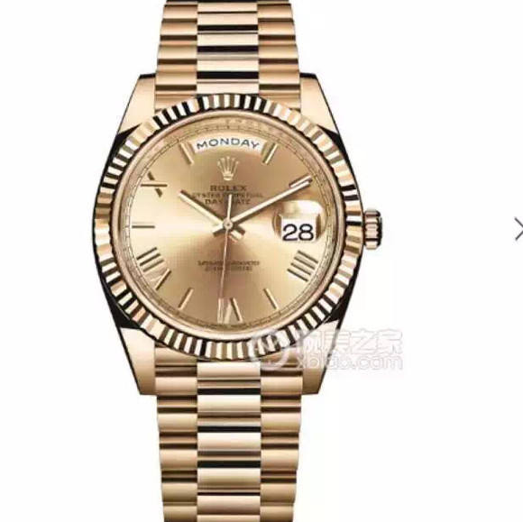 勞力士型號：228238-83418系列星期日曆型機械男士手錶。