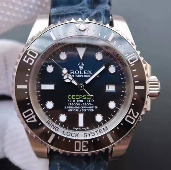 勞力士漸變藍黑鬼王v7終極版SEA潛航者116660頂級鱷魚皮款，男士手錶。