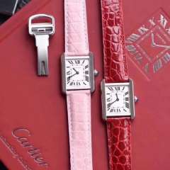 複刻卡地亞坦克系列石英女士手錶 原廠鱷魚皮錶帶