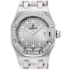 高端女表 愛彼皇家橡樹67601系列真鑽白盤皮帶女士石英手錶 進口瑞士機芯