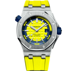 JF愛彼皇家橡樹離岸型15710彩色系列黃色 機械男表V8版本 背透3120機芯