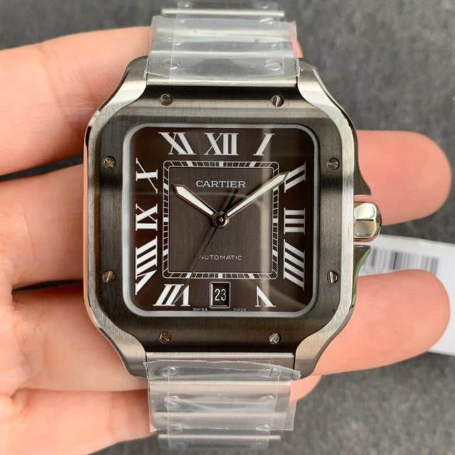 HBBv6卡地亞山度士系列黑面9015機芯 鋼帶機械男表