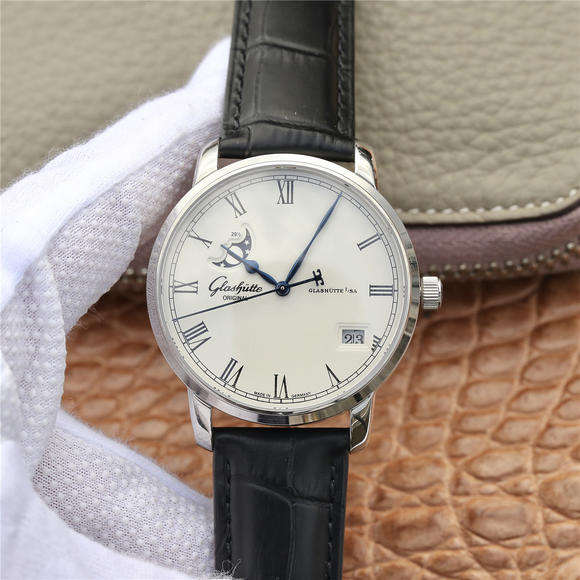 格拉蘇蒂原創議員大日曆月相腕表 男士腕表 皮錶帶 自動機械機芯