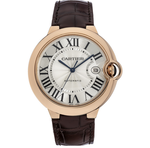 V9廠卡地亞藍氣球系列包金玫瑰金鱷魚皮錶帶男士機械手表 42mm