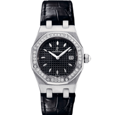 管道原單 愛彼皇家橡樹系列67601黑盤鑲鑽皮帶女士石英手錶 真鑽進口石英機芯