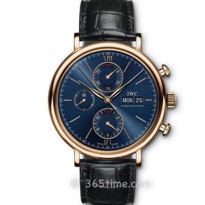 ZF廠複刻萬國柏濤菲諾系列IW391035玫瑰金藍面機械計時男表