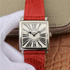 Z6法蘭克穆勒Master Square 系列女士腕表 紅色皮帶表 瑞士原裝朗達石英機芯
