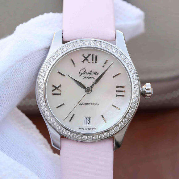 FK格拉蘇蒂原創系列機械少女粉色女表 鑲鑽