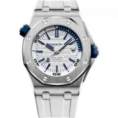 JF愛彼皇家橡樹離岸型系列15710彩色白色系列膠帶男士自動機械手表 V10版本 背透3120機芯