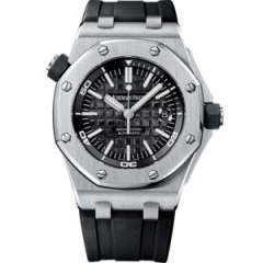 JF愛彼皇家橡樹離岸型15703黑盤膠帶男士機械手表（密底） v10版本