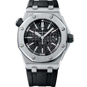 JF愛彼皇家橡樹離岸型15703黑盤膠帶男士機械手表（密底） v10版本