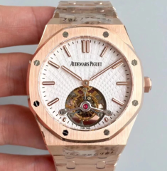 最新力作愛彼ap陀飛輪26522OR.OO.120OR.01玫瑰金白盤機械男表