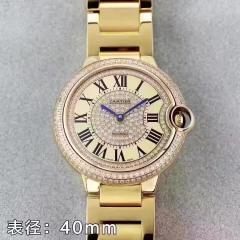 2017新款卡地亞藍氣球系列鑲鑽機械男表40MM 黃金版