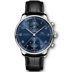 ZF廠萬國葡萄牙系列IW371606葡計藍盤計時皮帶男士機械表 （背透）