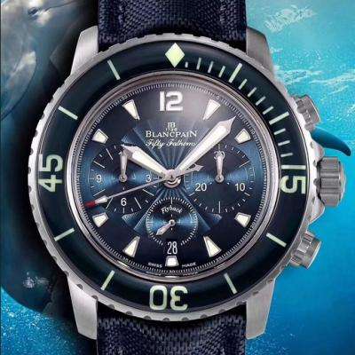 OM廠寶珀五十尋系列5085F直徑45x15.5毫米精鋼，五十尋男士腕表，自動機械機芯，絹絲錶帶，密