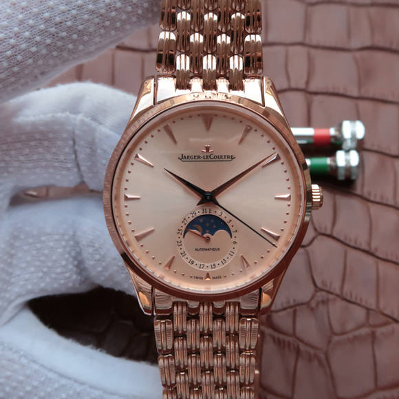 亂真版積家超薄大師玫瑰金全自動機械月相功能