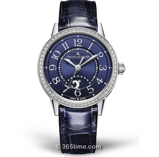 ZF複刻積家約會系列3448480鑲鑽藍盤女士自動機械皮帶手錶