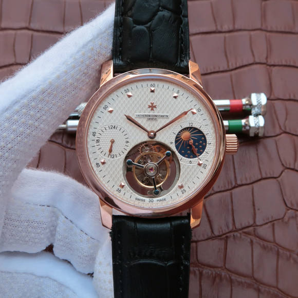 江詩丹頓動能顯示日月星辰真陀飛輪機械男士手錶