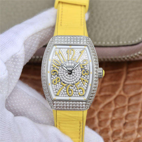 ABF法穆蘭FranckMuller V32 系列 女士腕表 黃色矽膠錶帶 石英機芯