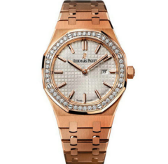 管道貨訂製版 愛彼皇家橡樹67650/67651玫瑰金鋼帶鑲鑽女士石英手錶 瑞士進口機芯