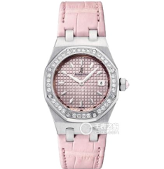 管道原單 愛彼皇家橡樹系列型號67601真鑽粉色磐石英皮帶女士腕表