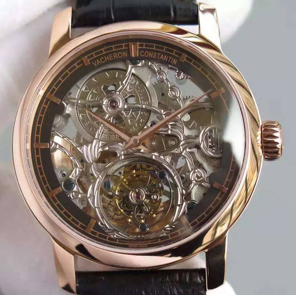 江詩丹頓  傳承89010系列縷空雕花真飛輪機械男士手錶