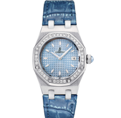 管道原單 愛彼皇家橡樹系列型號67601真鑽藍磐石英皮帶女士腕表