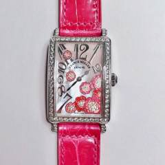 法蘭克穆勒 LONG ISLAND長島系列最美女士石英皮帶方形腕表 琺瑯彩繪