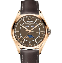 ZF廠江詩丹頓伍陸之型系列4000E/000R-B065玫瑰金棕色盤月相皮帶男士機械表