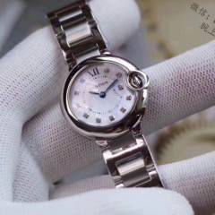 v6廠卡地亞藍氣球貝母錶盤+鑽刻度女士石英手錶