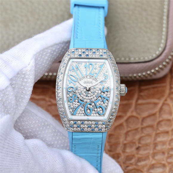 ABF法穆蘭FranckMuller V32 系列 女士腕表 藍色矽膠錶帶 石英機芯