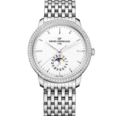 VF廠芝柏1966系列49545D11A131-11A?月相功能男士機械鋼帶手錶 鑲鑽款