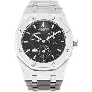 TW愛彼皇家橡樹系列兩地時間 黑盤鋼帶男士機械手表