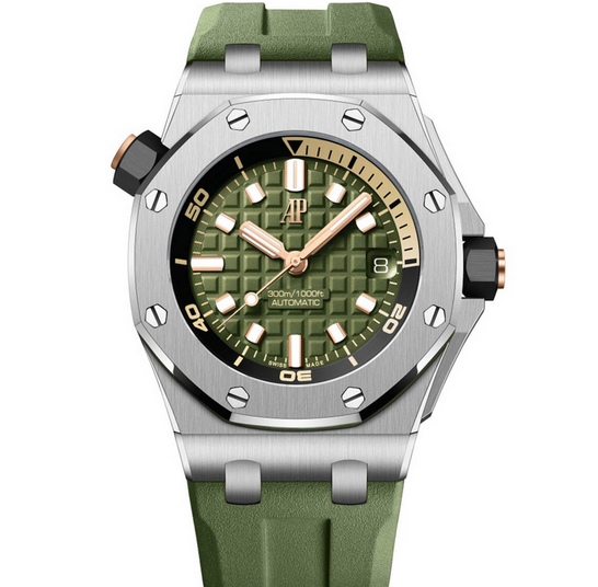 BF廠愛彼皇家橡樹離岸型15720綠色版 膠帶男士機械手表