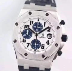 JF愛彼皇家橡樹離岸型系列26710計時白盤皮帶男士機械表