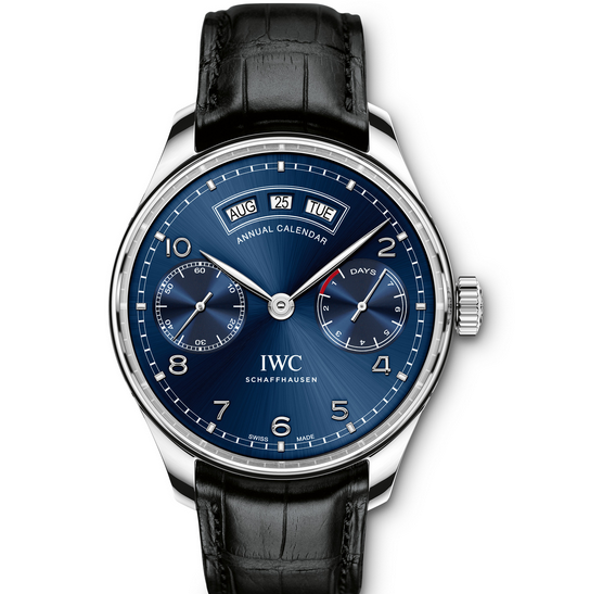 AZ廠萬國葡萄牙系列IW503502藍盤萬年曆皮帶男士機械手表